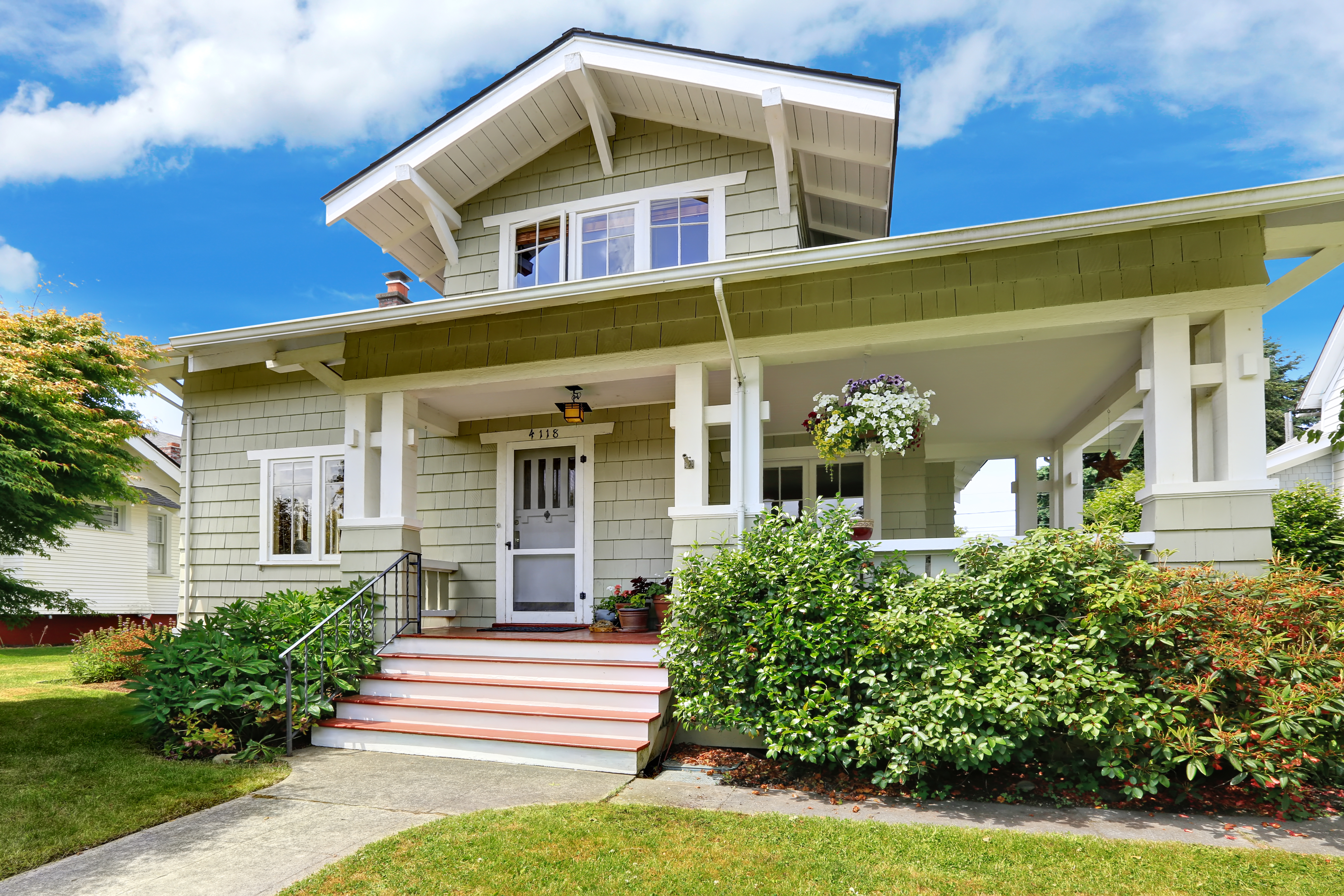 A home viewed from the front on a clear day.