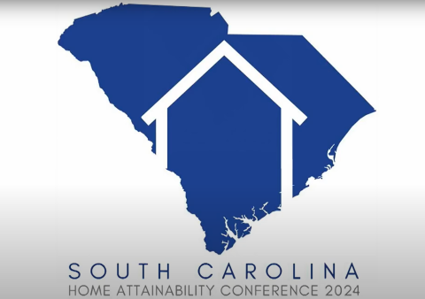 SC State outline with an outline of a white house image overlaid in the middle of the state 