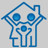 Icon of a family supporting roof of house