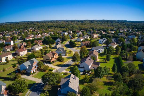 neighborhood with houses and trees